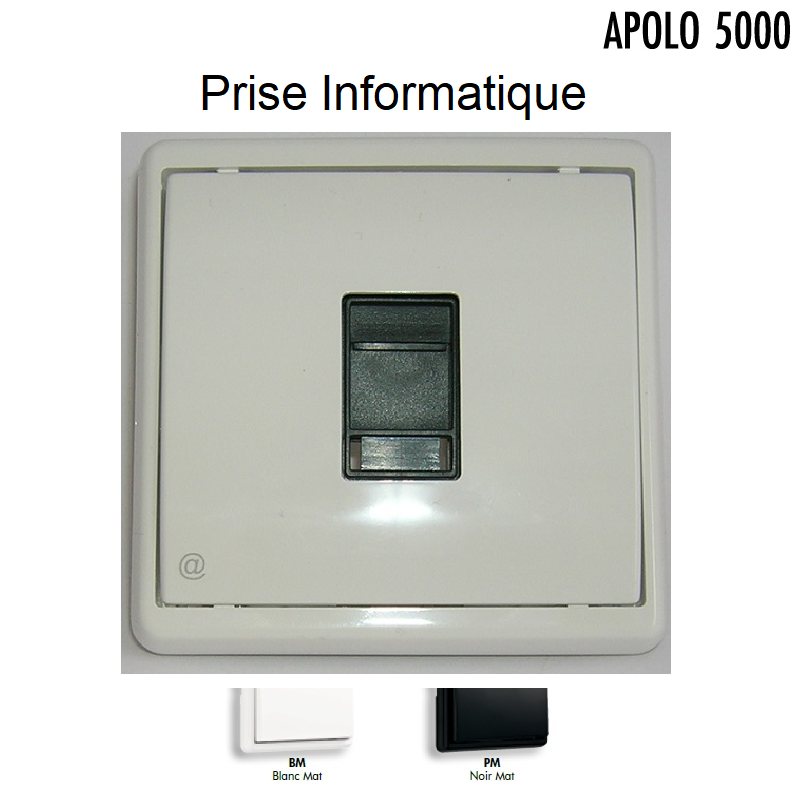 Prise informatique rj45 blanc mat ou noir mat Apolo 5000