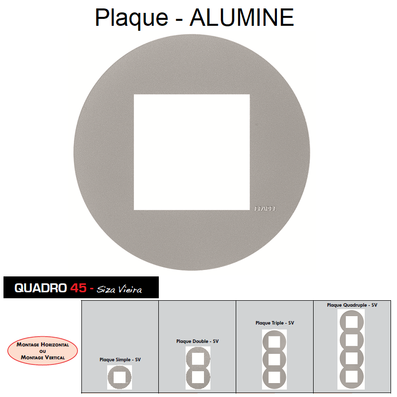 Plaque Quadro45 Ronde Alumine