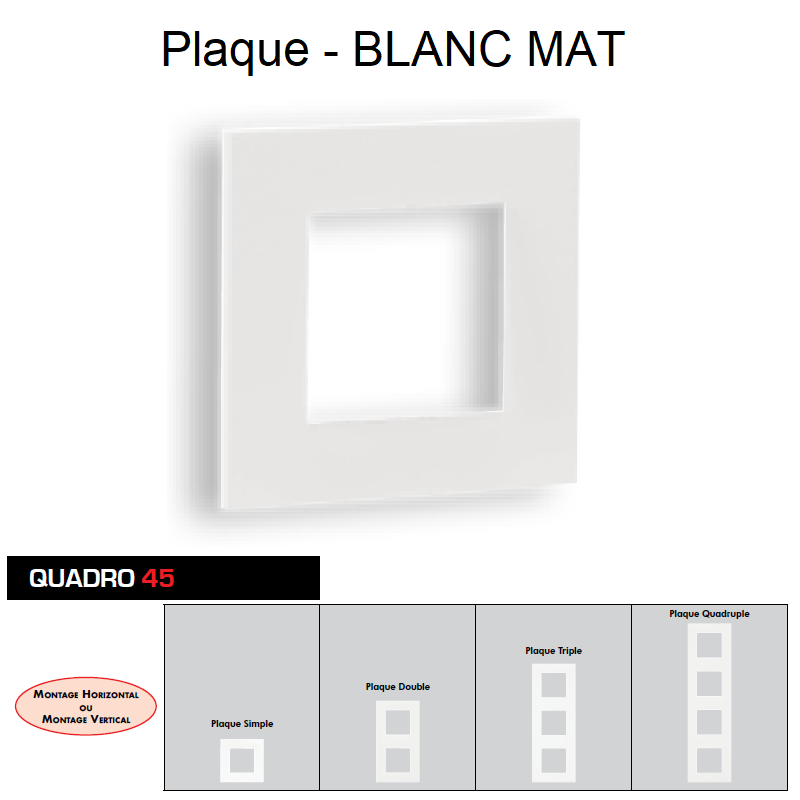 Plaque Quadro45 Blanc MAT 45910TBM