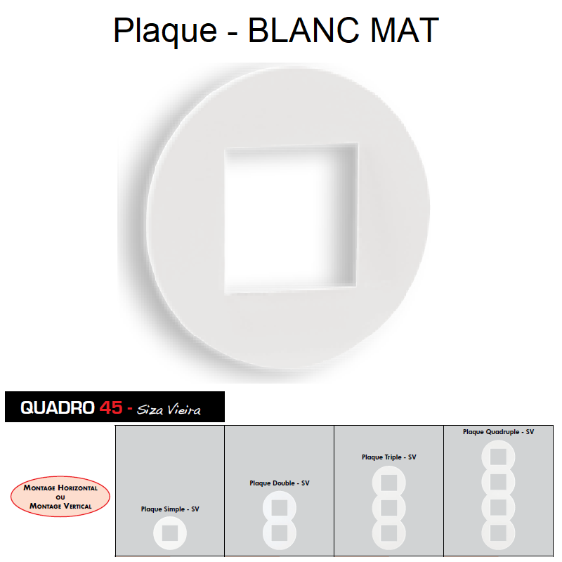 Plaque Ronde QUADRO45 Siza Vieira - Blanc MAT