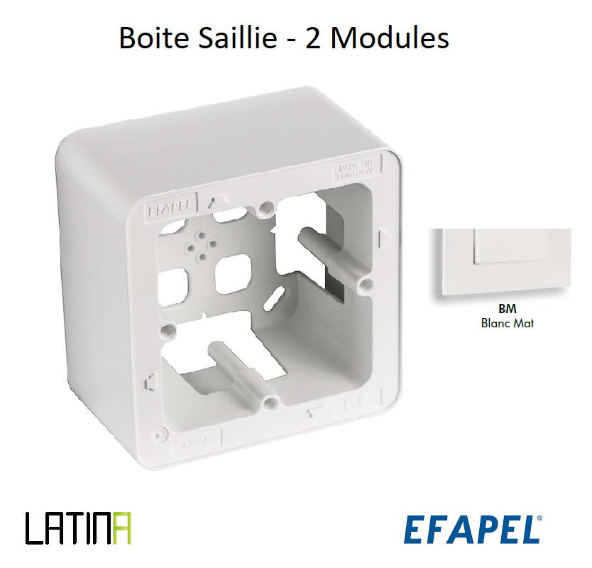 Boîte Saillie - 2 Modules 42985ABM Blanc MAT