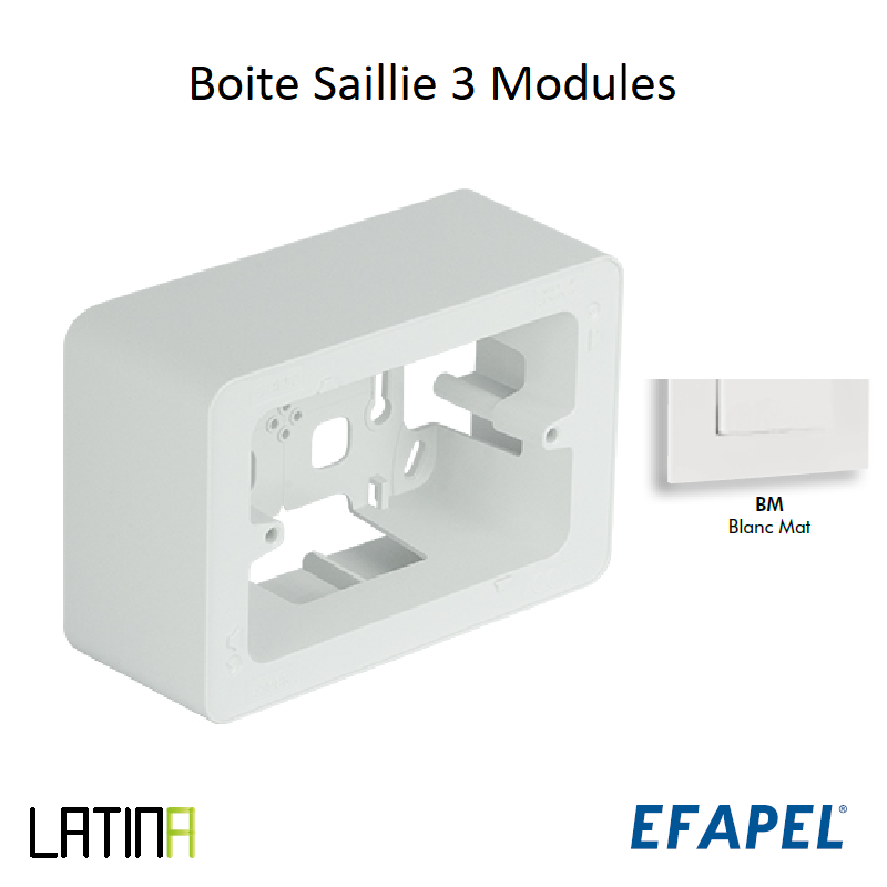 Boîte Saillie - 3 Modules 41986ABM Blanc mat
