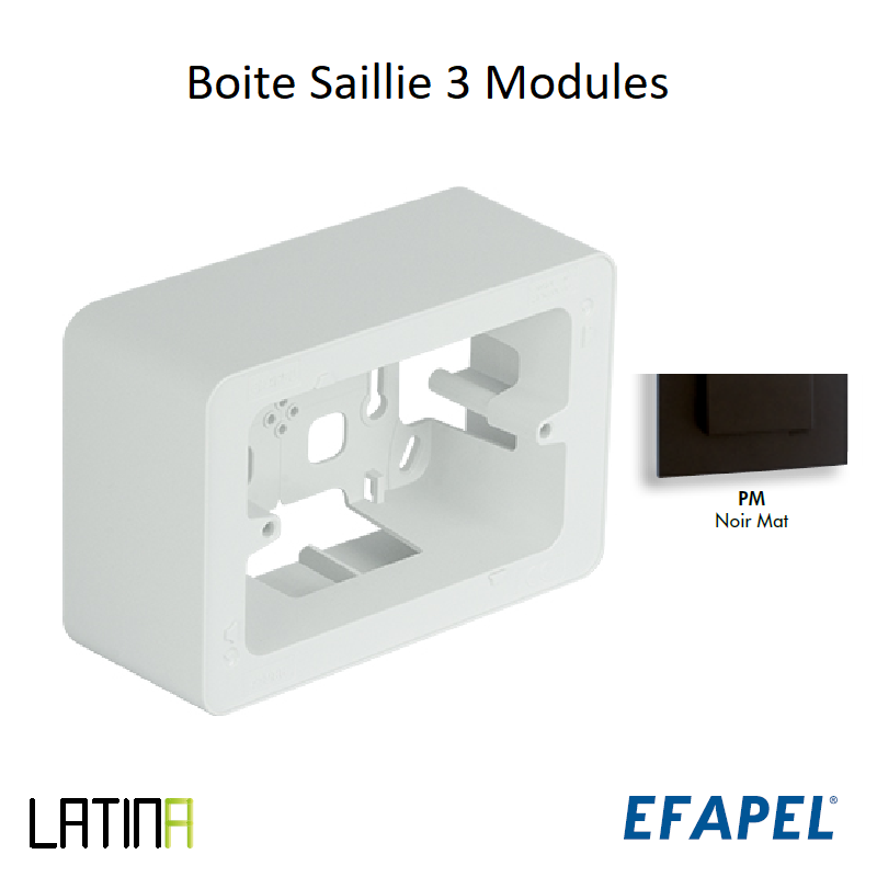 Boite Saillie 3 Modules LATINA - NOIR MAT