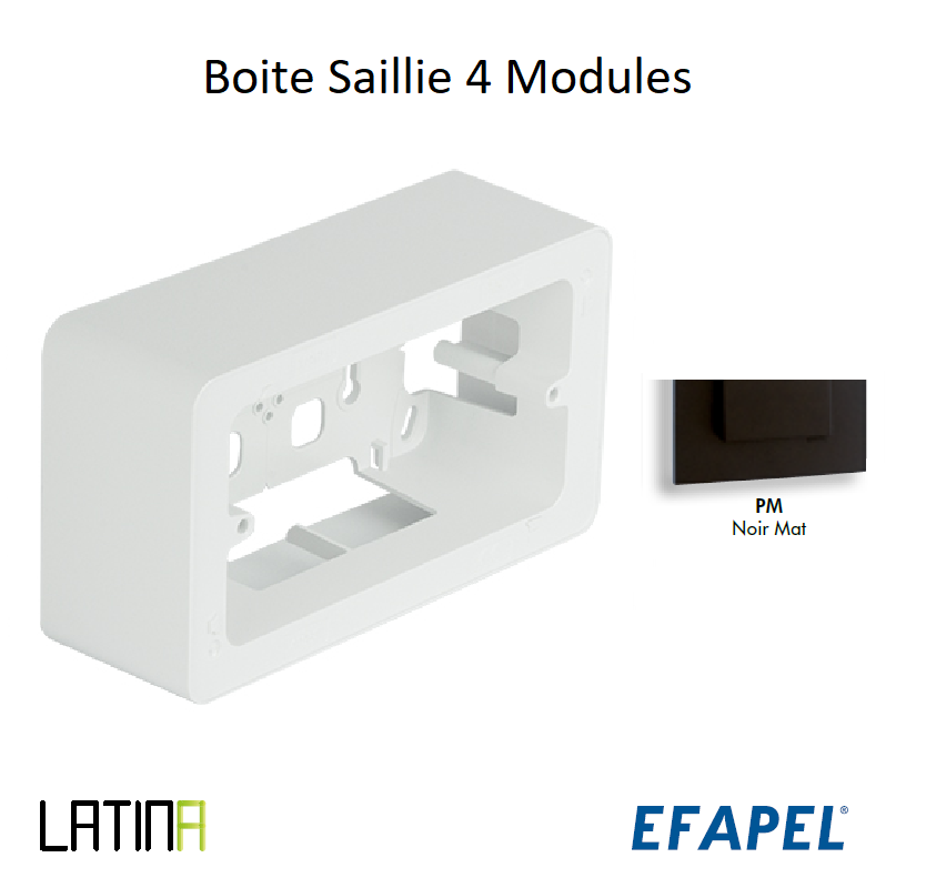 Boite Saillie 4 Modules LATINA - NOIR MAT