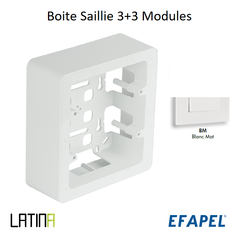 Boite Saillie 3+3 Modules LATINA - BLANC MAT