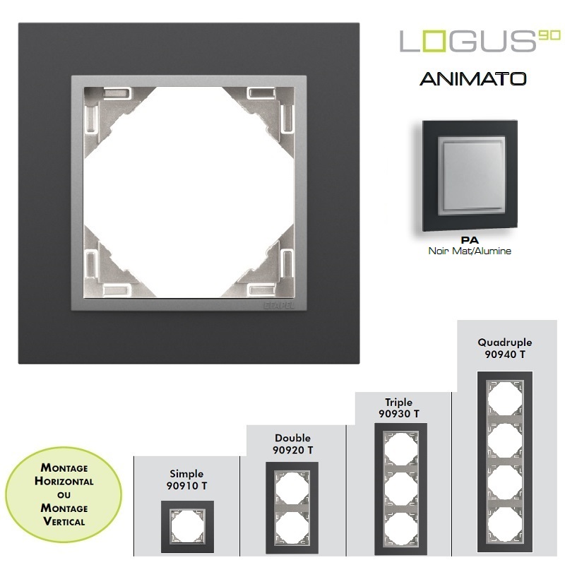 Plaque simple ou multiple logus90 Animato TPA Noir MAT Alumine