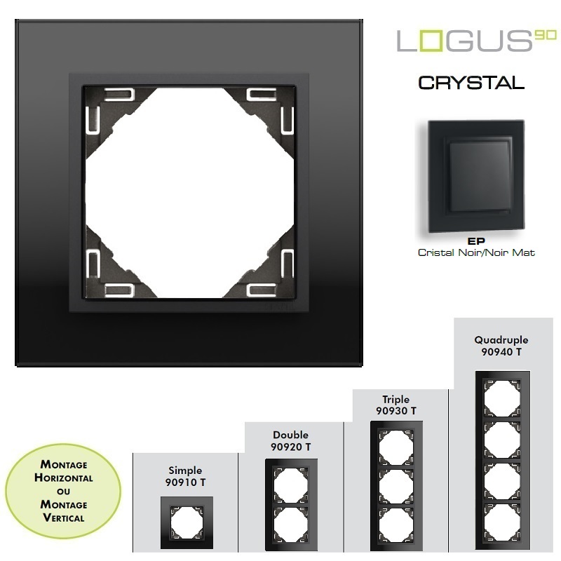 Plaque Verre LOGUS90 - Crystal Noir/Noir