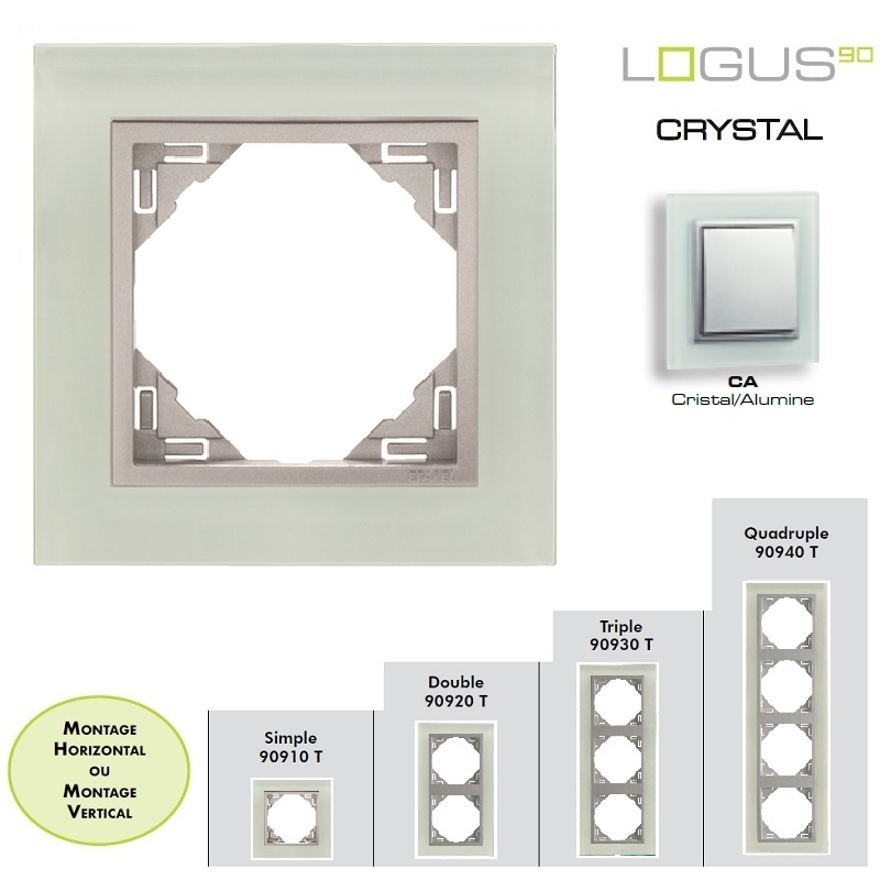 Plaque Verre LOGUS90 - Crystal/Alumine