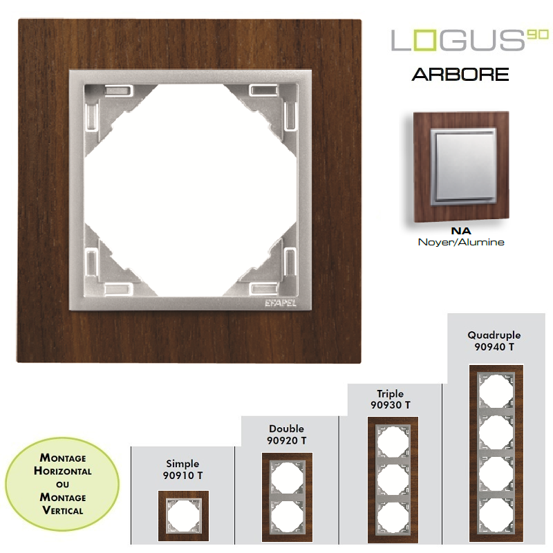 Plaque Bois LOGUS90 ARBORE - Noyer/Alumine