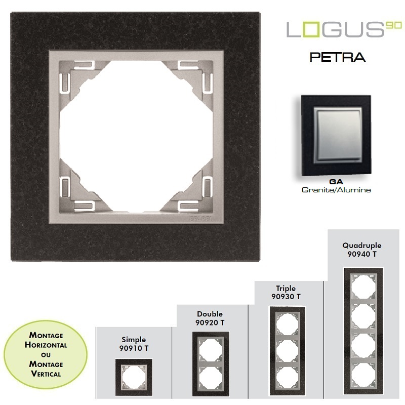 Plaque LOGUS90 PETRA - Granite/Alumine