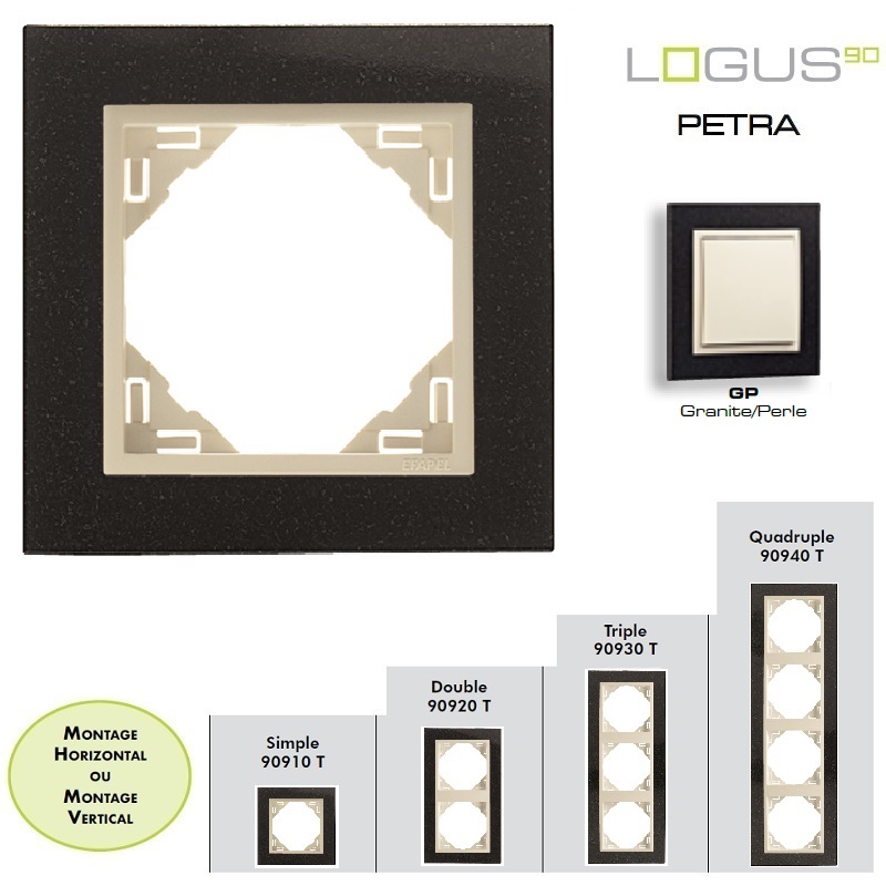 Plaque LOGUS90 PETRA - Granite/Perle