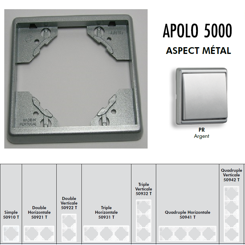 Plaque simple ou multiple Apolo 5000 TPR Argent