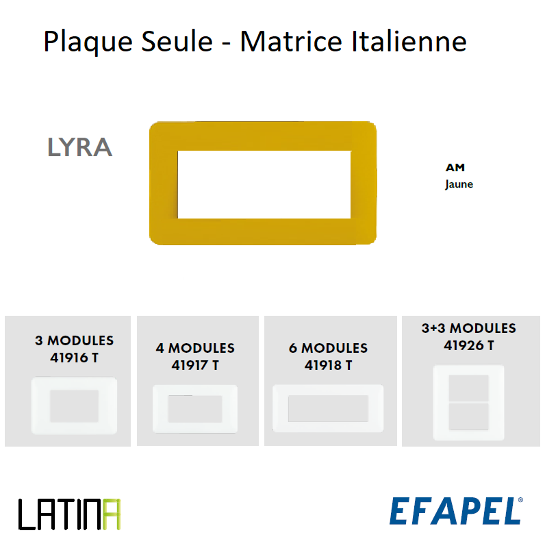 Plaque lyra matrice italienne 41916TAM 42917TAM 42918TAM 42926TAM Jaune