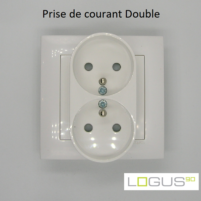 Prise de courant double - LOGUS 90 - Blanc ou Ivoire