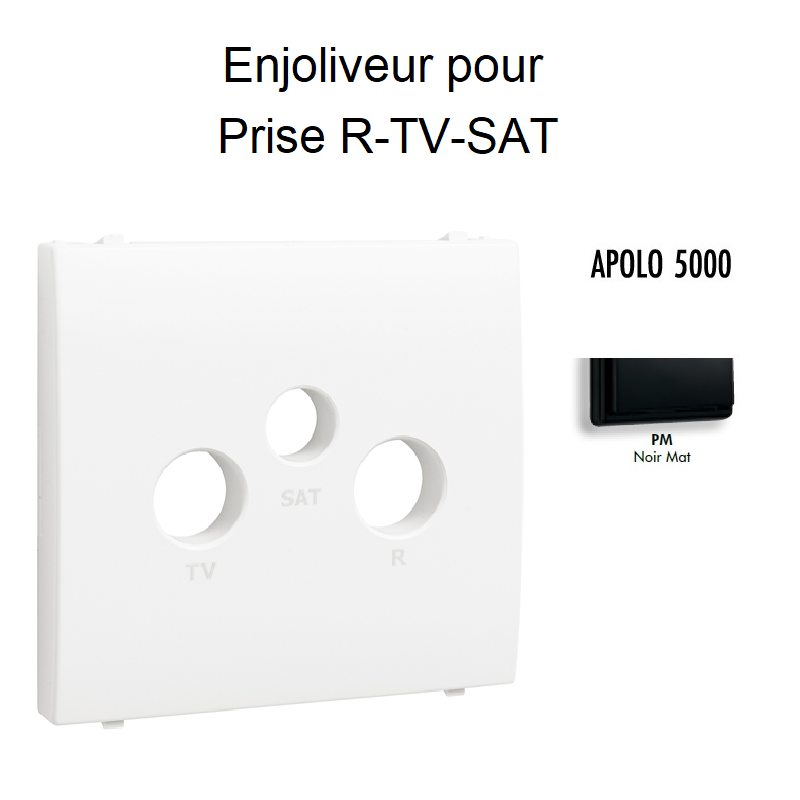 Enjoliveur pour prise R TV SAT APOLO5000 50775TPM Noir MAT