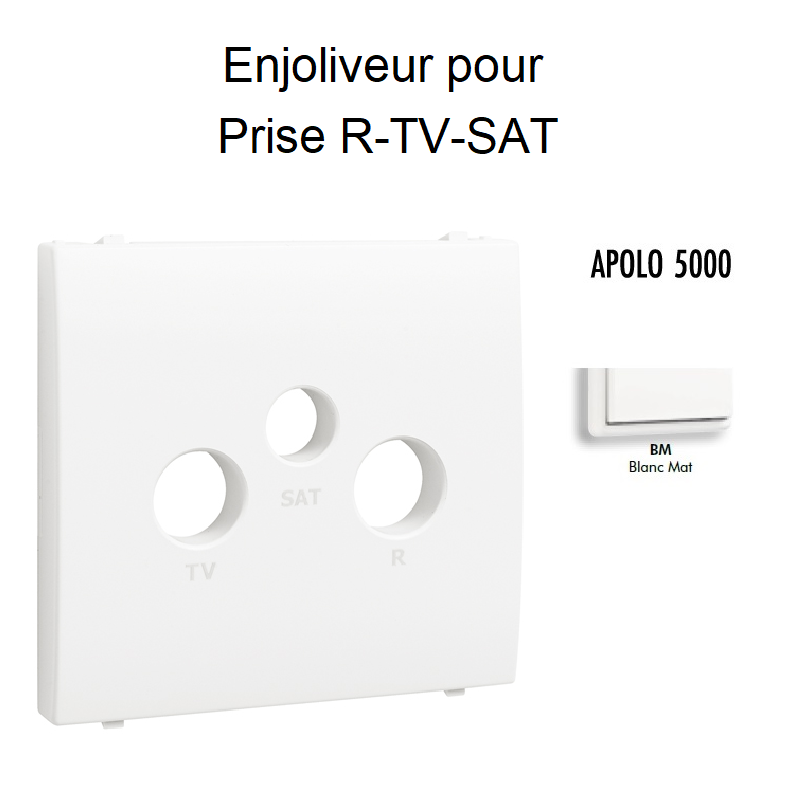 Enjoliveur pour prise R TV SAT APOLO5000 50775TBM Blanc MAT