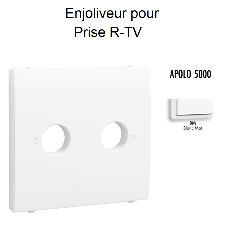 Enjoliveur pour prise R TV APOLO5000 50776TBM Blanc MAT