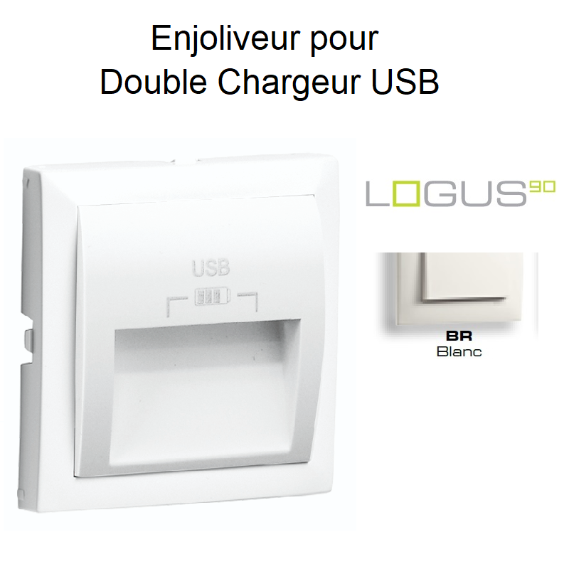 Enjoliveur pour double chargeur usb LOGUS 90673TBR Blanc