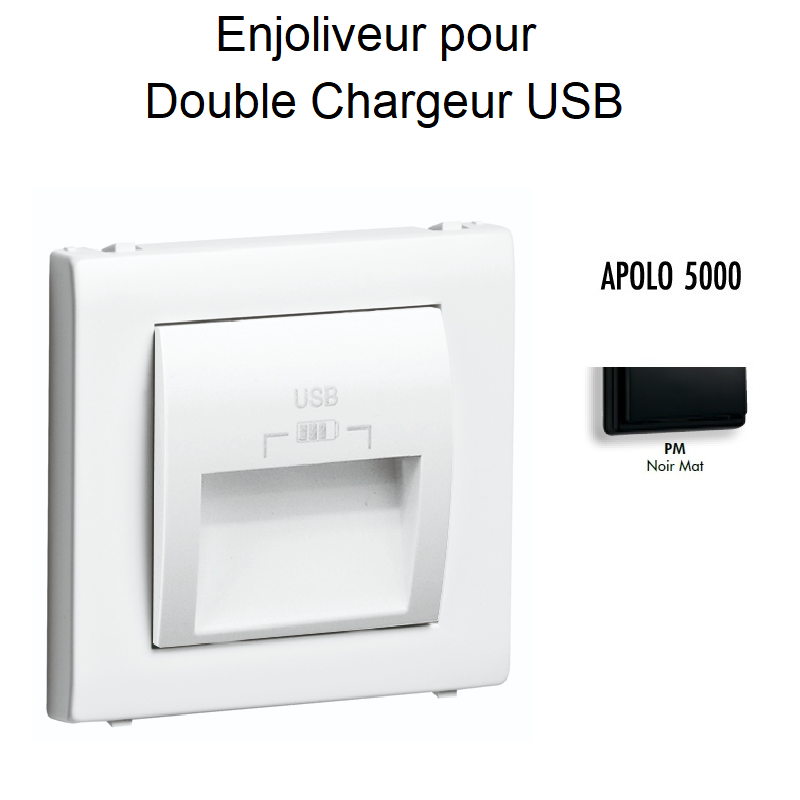 Enjoliveur double chargeur usb APOLO5000 50673TPM Noir MAT