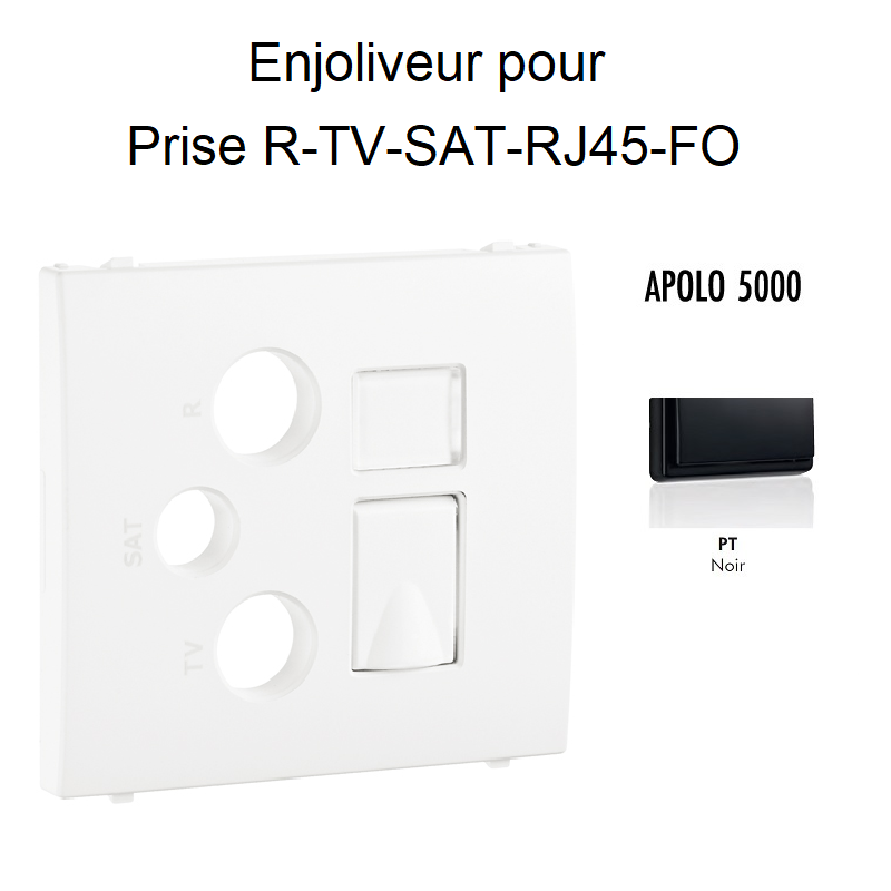 Enjoliveur pour prise R TV SAT RJ45 FO APOLO5000 50770TPT Noir