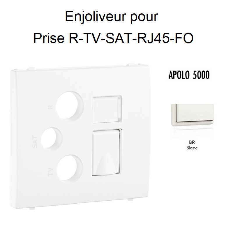 Enjoliveur pour prise R TV SAT RJ45 FO APOLO5000 50770TBR Blanc