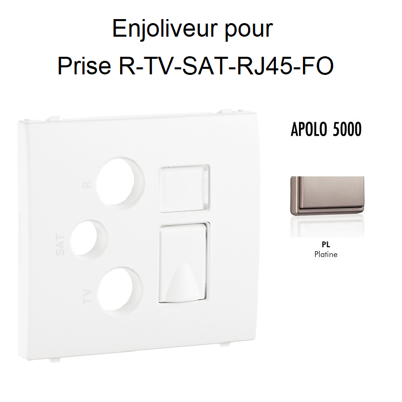 Enjoliveur pour prise R TV SAT RJ45 FO APOLO5000 50770TPL Platine