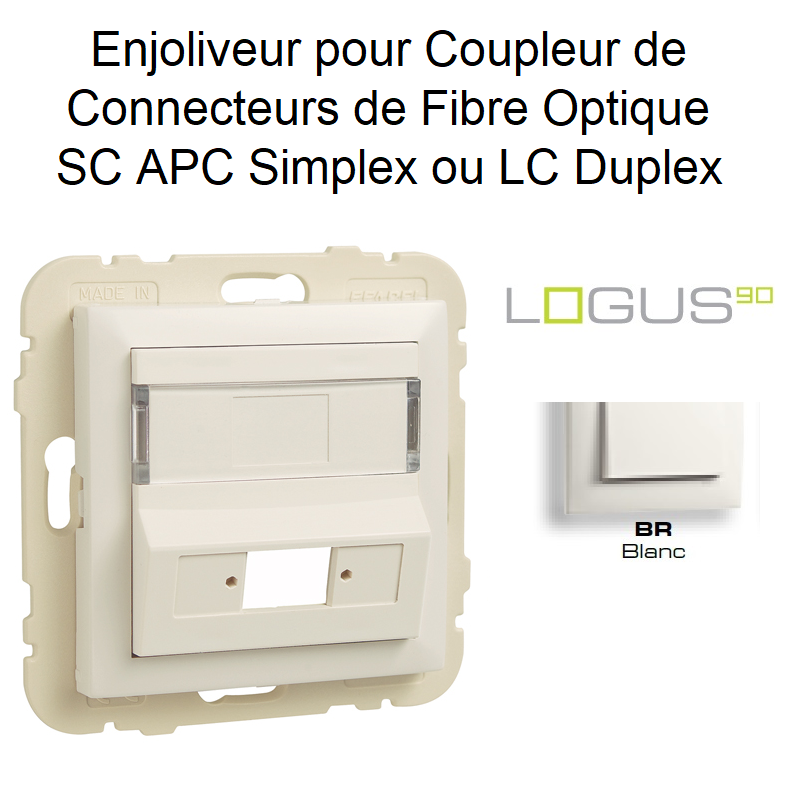 Enjoliveur Coupleur Connecteurs FO SC APC Simplex ou LC Duplex Logus90 - BLANC