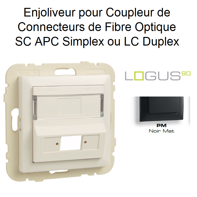 Enjoliveur pour Coupleur de connecteurs FO SC APC Simplex ou LC Duplex Logus 90449SPM Noir MAT