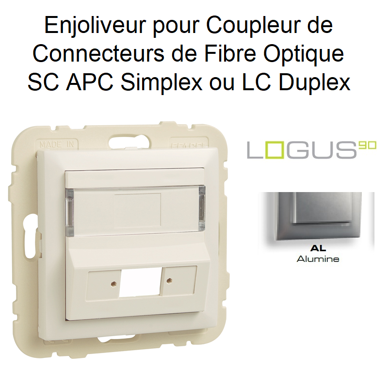 Enjoliveur pour Coupleur de connecteurs FO SC APC Simplex ou LC Duplex Logus 90449SAl Alumine
