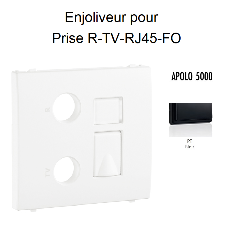 Enjoliveur pour prise R TV RJ45 FO APOLO5000 50774TPT Noir