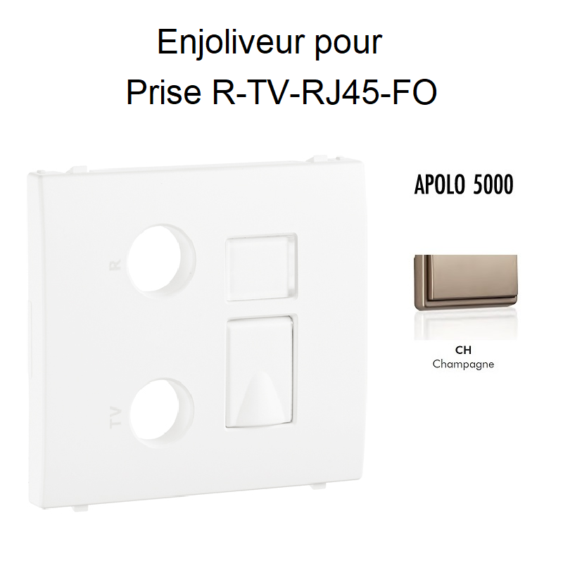 Enjoliveur pour prise R TV RJ45 FO APOLO5000 50774TCH Champagne