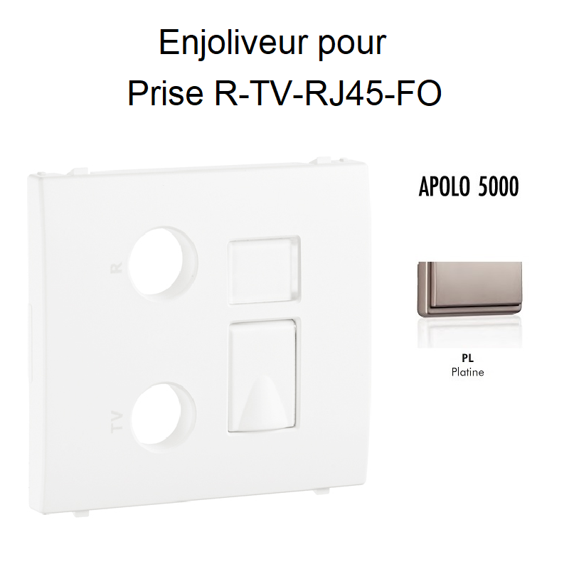 Enjoliveur pour prise R TV RJ45 FO APOLO5000 50774TPL Platine