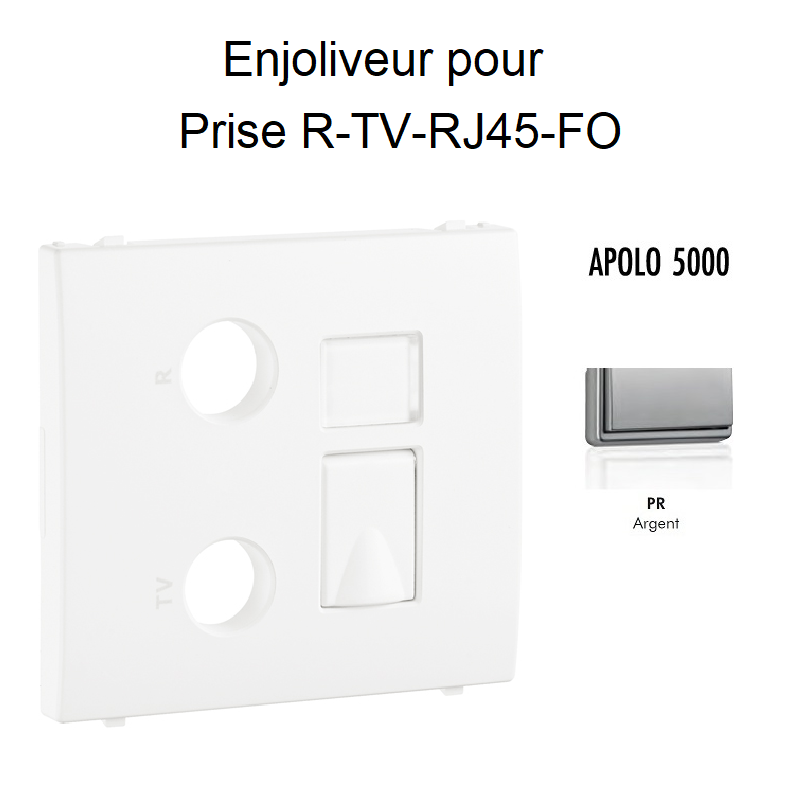 Enjoliveur pour prise R TV RJ45 FO APOLO5000 50774TPR Argent