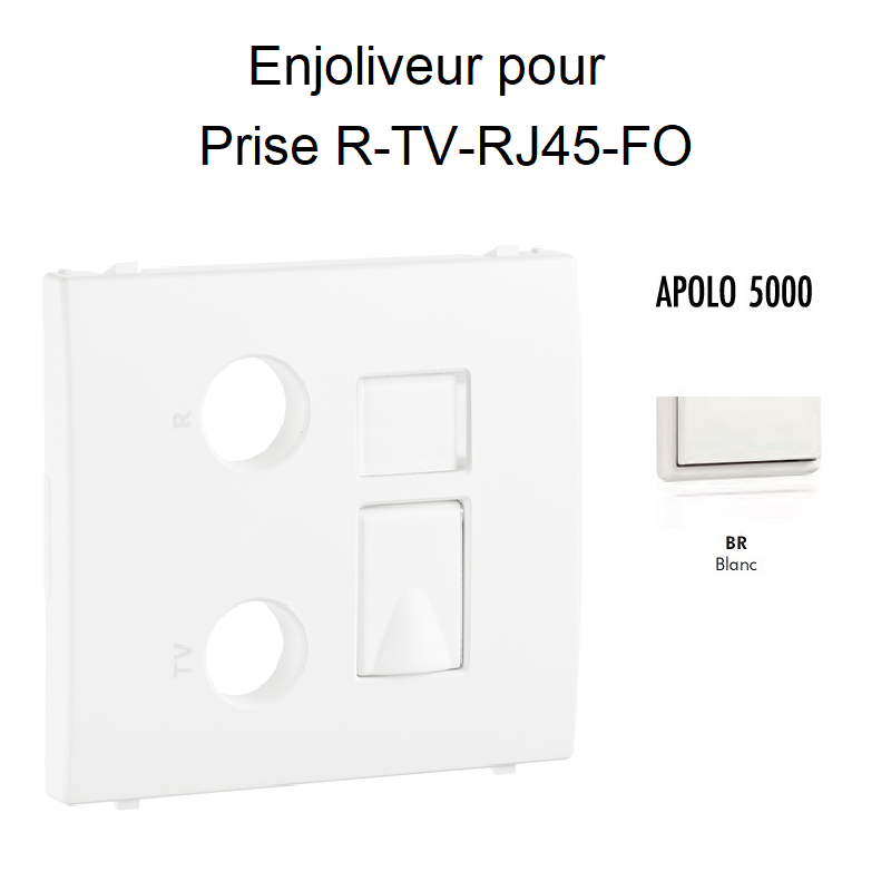 Enjoliveur pour prise R TV RJ45 FO APOLO5000 50774TBR Blanc