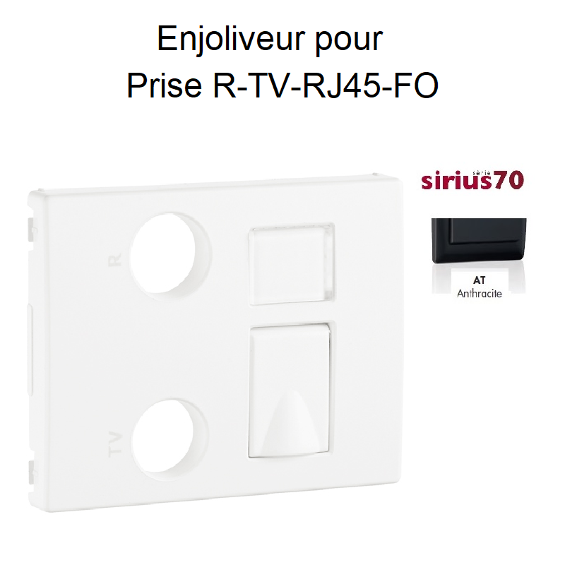 Enjoliveur pour prise R TV RJ45 Fibre Optique Sirius 70774TAT Anthracite