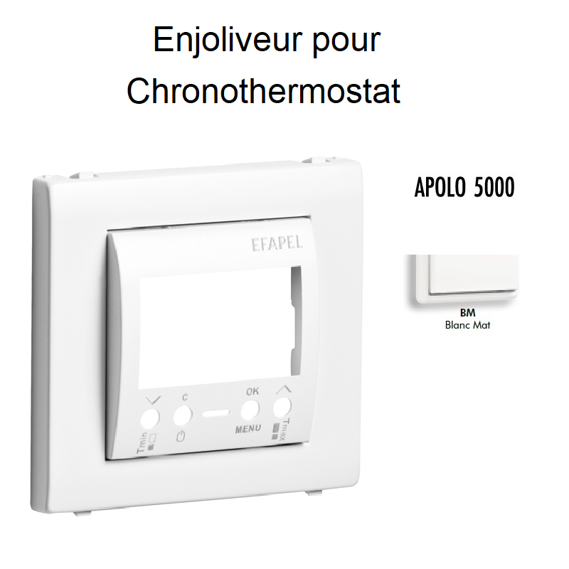 Enjoliveur pour chronothermostatl APOLO5000 50740TBM Blanc MAT