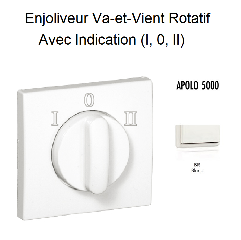 Enjoliveur pour Va-et-vient rotatif avec indication I,0,II Apolo 50760 TBR Blanc