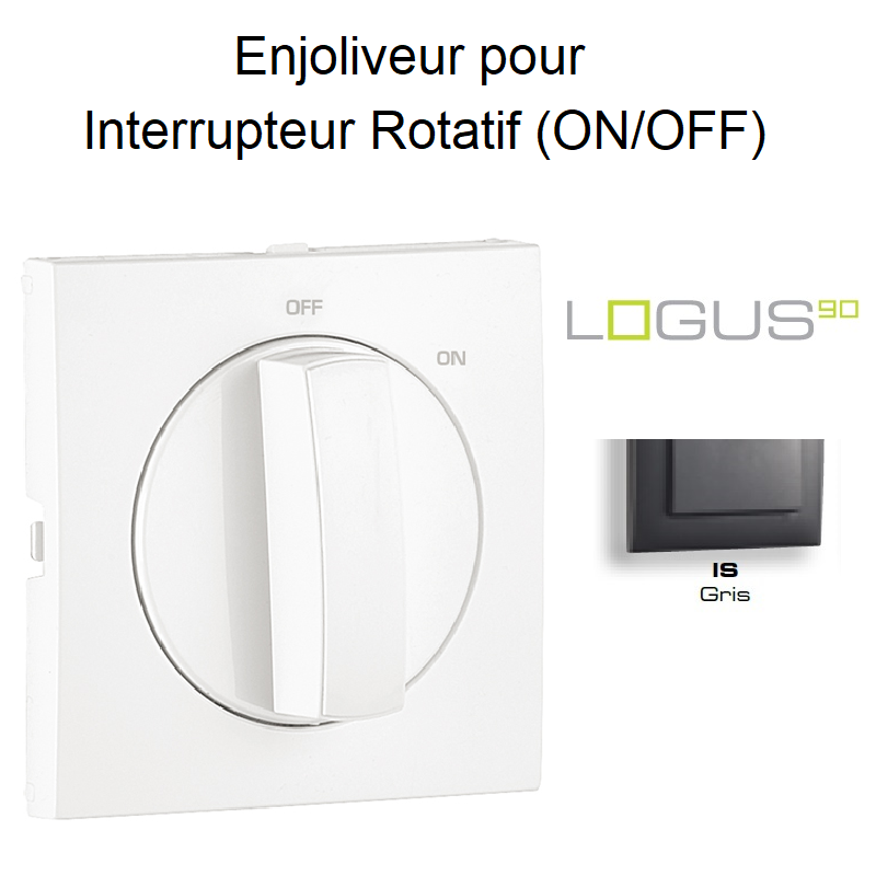 Enjoliveur pour Interrupteur rotatif Logus 90762TIS Gris