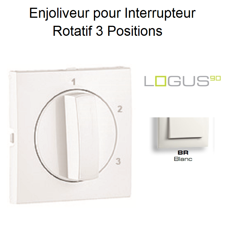 Enjoliveur pour Interrupteur rotatif 3 positions Logus 90765TBR Blanc