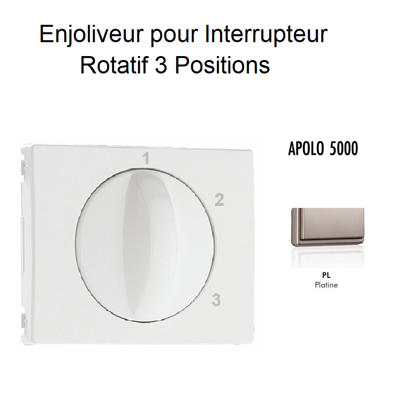 Enjoliveur pour Interrupteur rotatif 3 positions Apolo 50765TPL Platine
