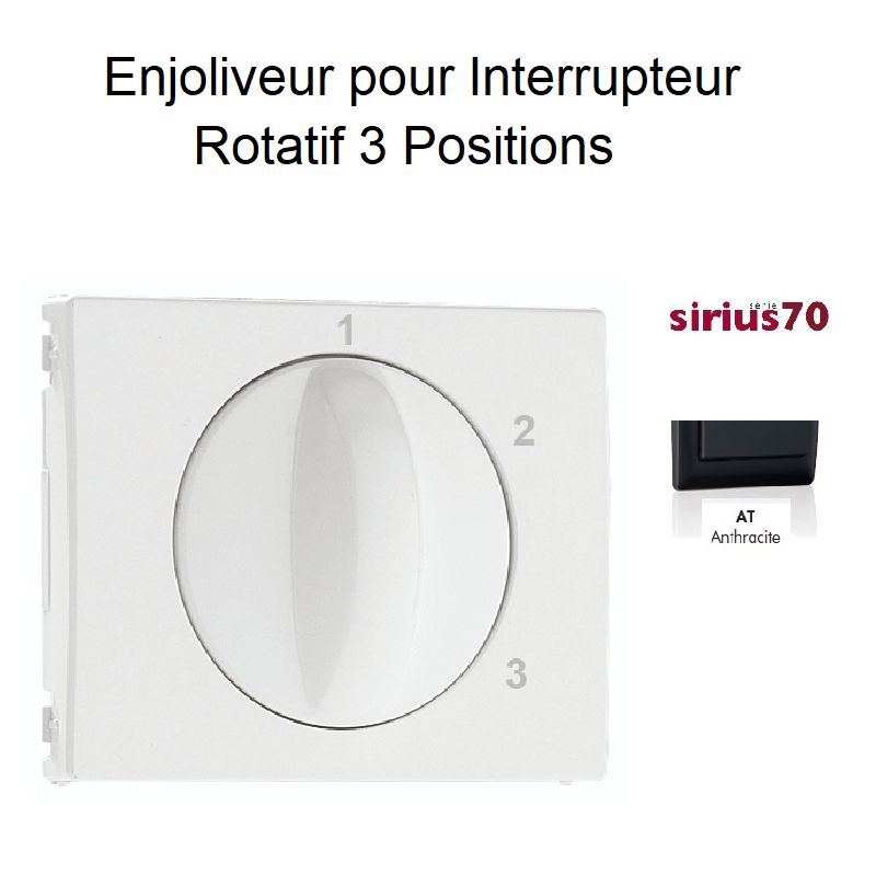 Enjoliveur pour Interrupteur Rotatif 3 positions Sirius70 - ANTHRACITE