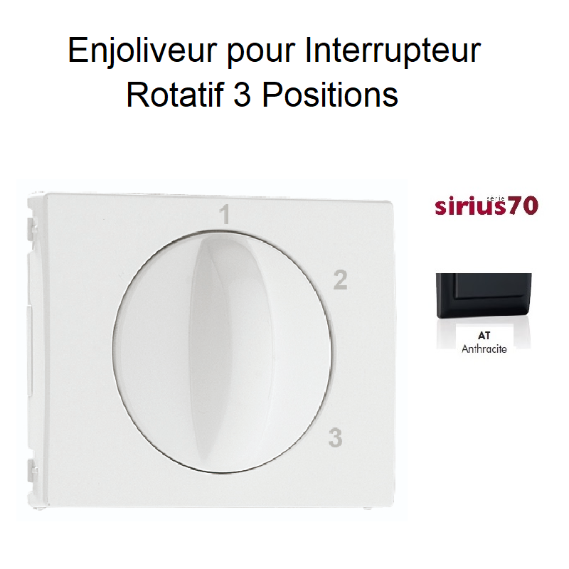 Enjoliveur pour interrupteur rotatif 3 positions Sirius70765TAT Anthracite