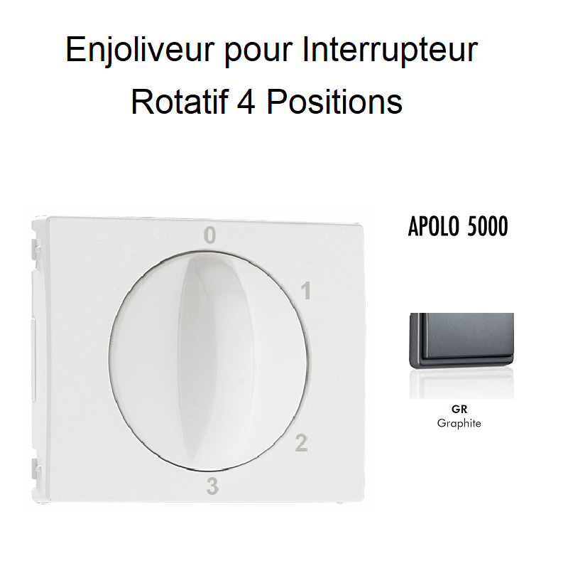 Enjoliveur pour Interrupteur rotatif 4 positions Apolo 50766TGR Graphite