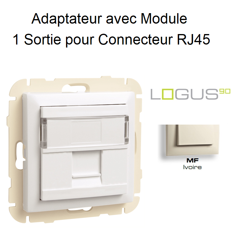 Adaptateur avec 1 module 12 sortie pour connecteur RJ45 Logus 90441SMF Ivoire