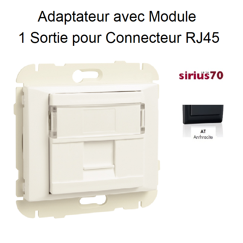 Adaptateur avec Module 1 Sortie pour Connecteur RJ45 Sirius70 - ANTHRACITE