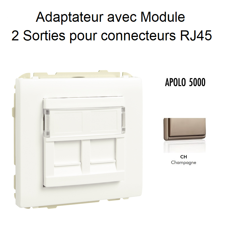 Adaptateur avec 1 module 2 sorties pour connecteurs RJ45 Apolo 50442SCH Champagne