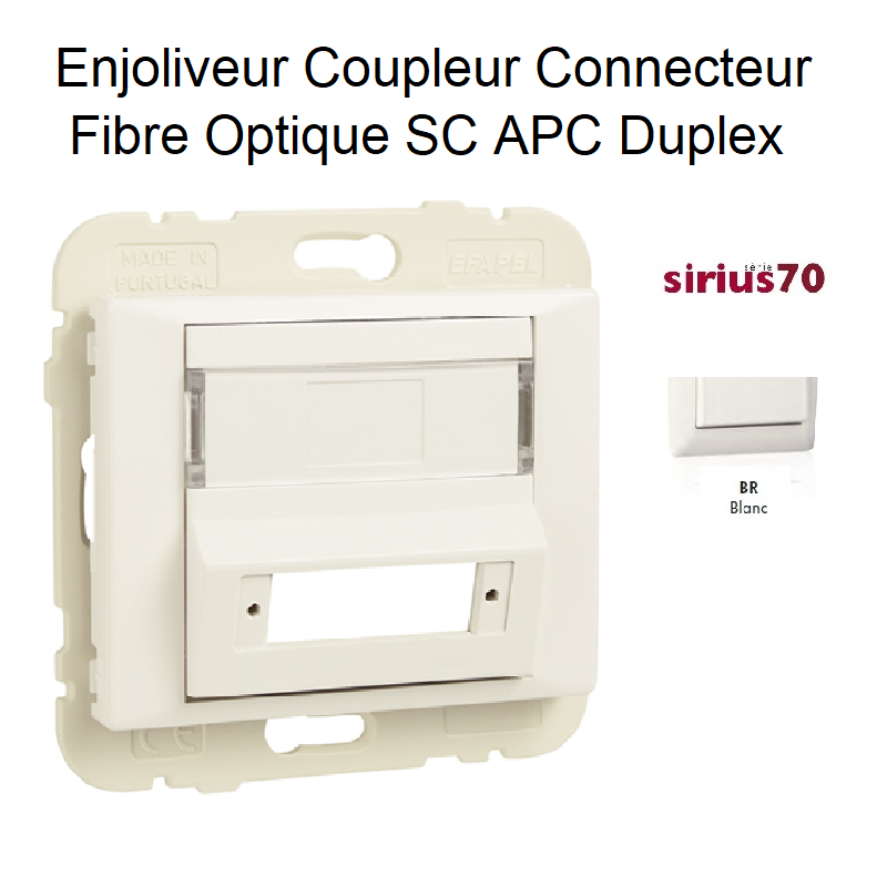 Enjoliveur coupleur connecteur fibre optique sc apc duplex Sirius70448SBR Blanc