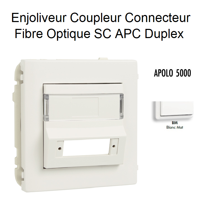 Enjoliveur Coupleur Connecteur fibre optique SC APC Duplex Apolo 50448SBM Blanc MAT