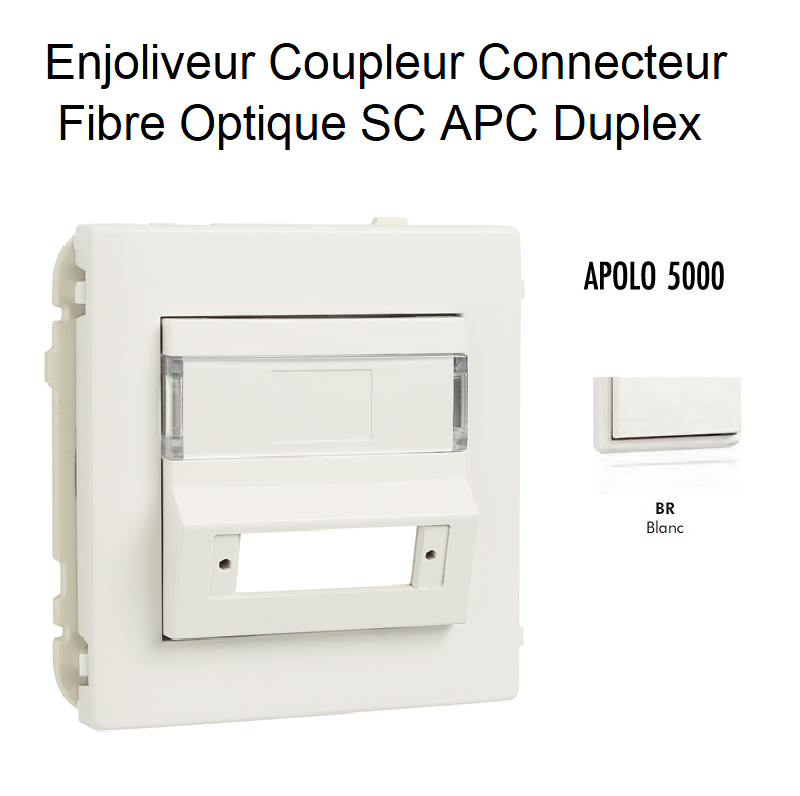 Enjoliveur Coupleur Connecteur fibre optique SC APC Duplex Apolo 50448SBR Blanc