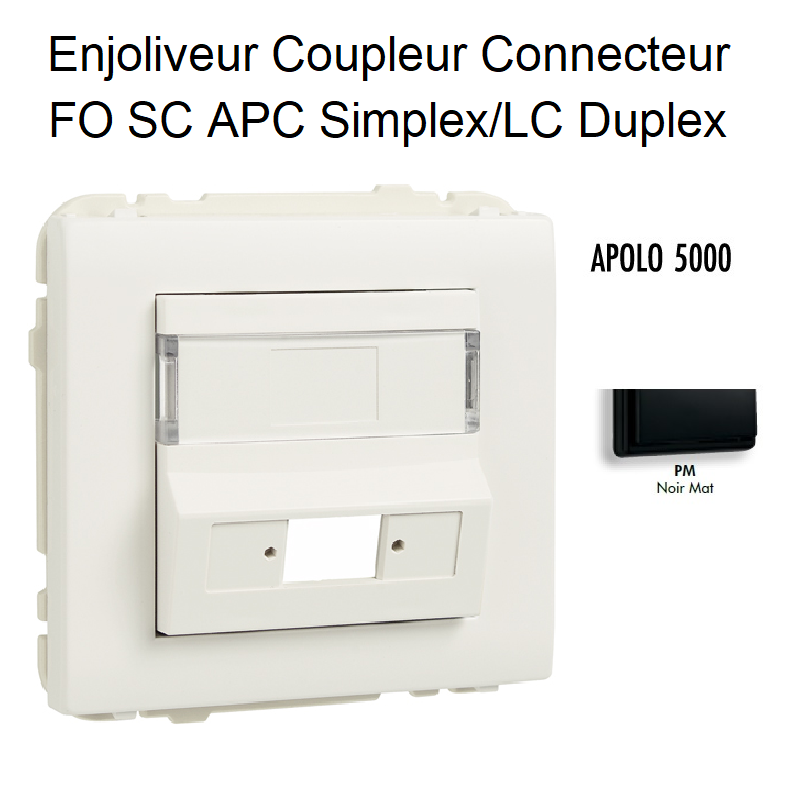 Enjoliveur Coupleur Connecteur fibre optique SC APC Simplex - LC Duplex Apolo 50449SPM Noir MAT